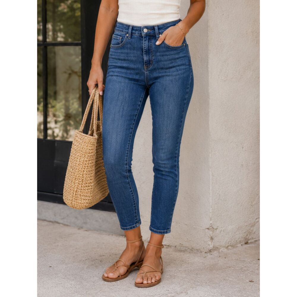 LOFT Modern Skinny Crop Jeans Women Size 28/6 Blue Mid Rise Stretch Denim